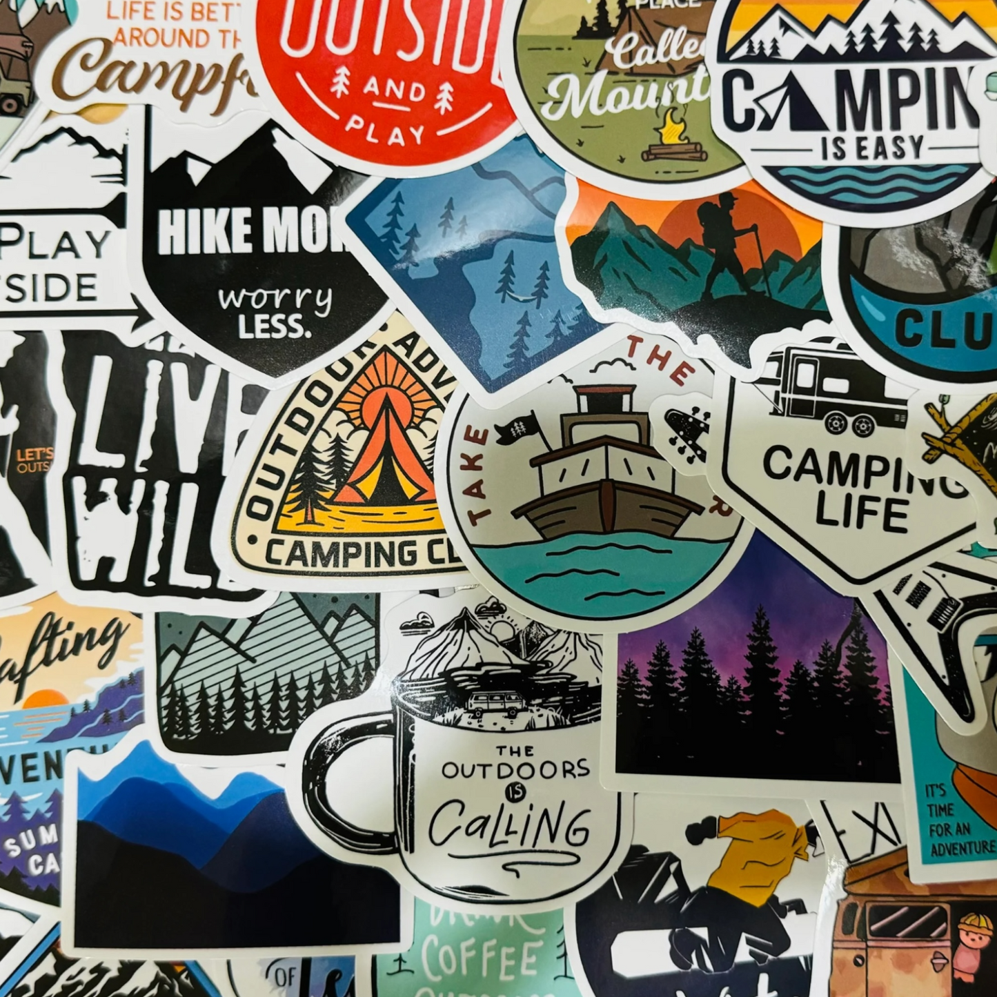 25 The Great Outdoors - Outdoor/Hiking/Camping Stickers for laptops, Water Bottles, Skateboards, Lockers and More