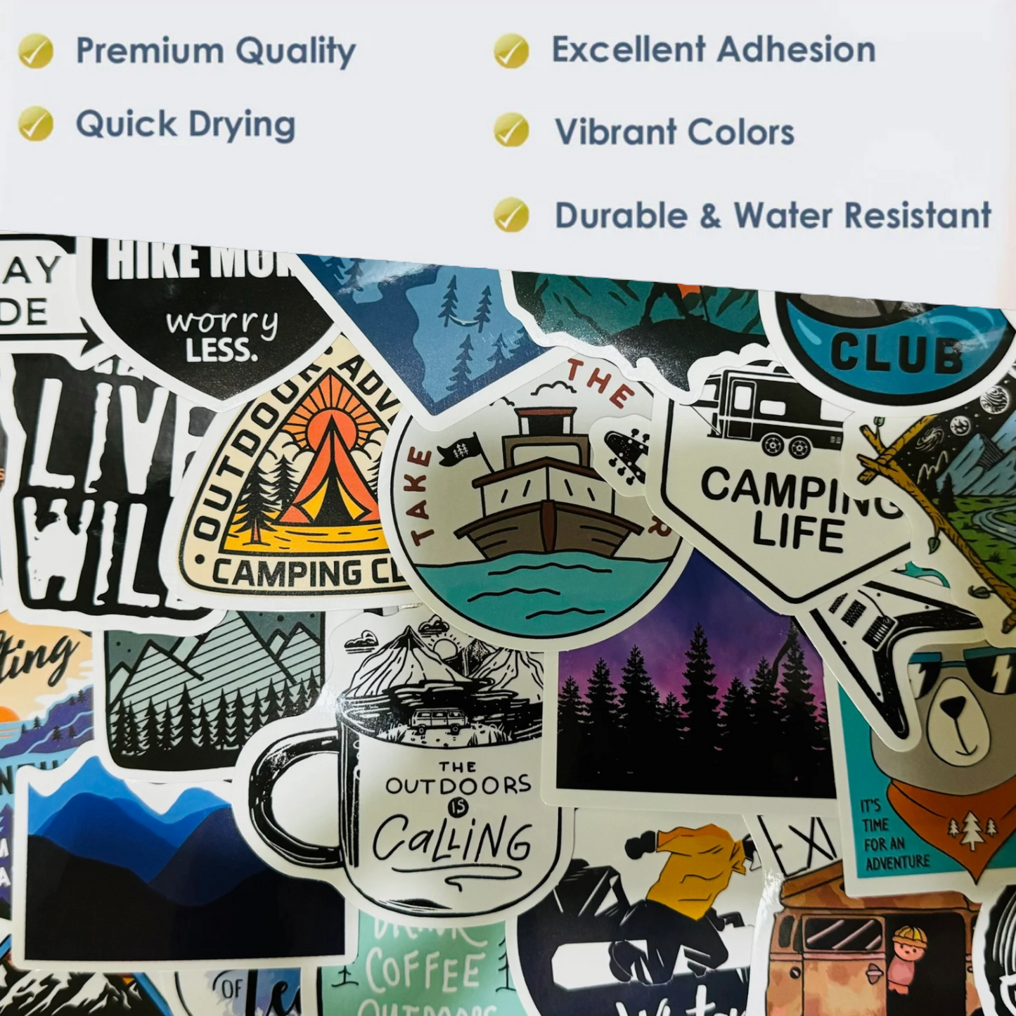 25 The Great Outdoors - Outdoor/Hiking/Camping Stickers for laptops, Water Bottles, Skateboards, Lockers and More