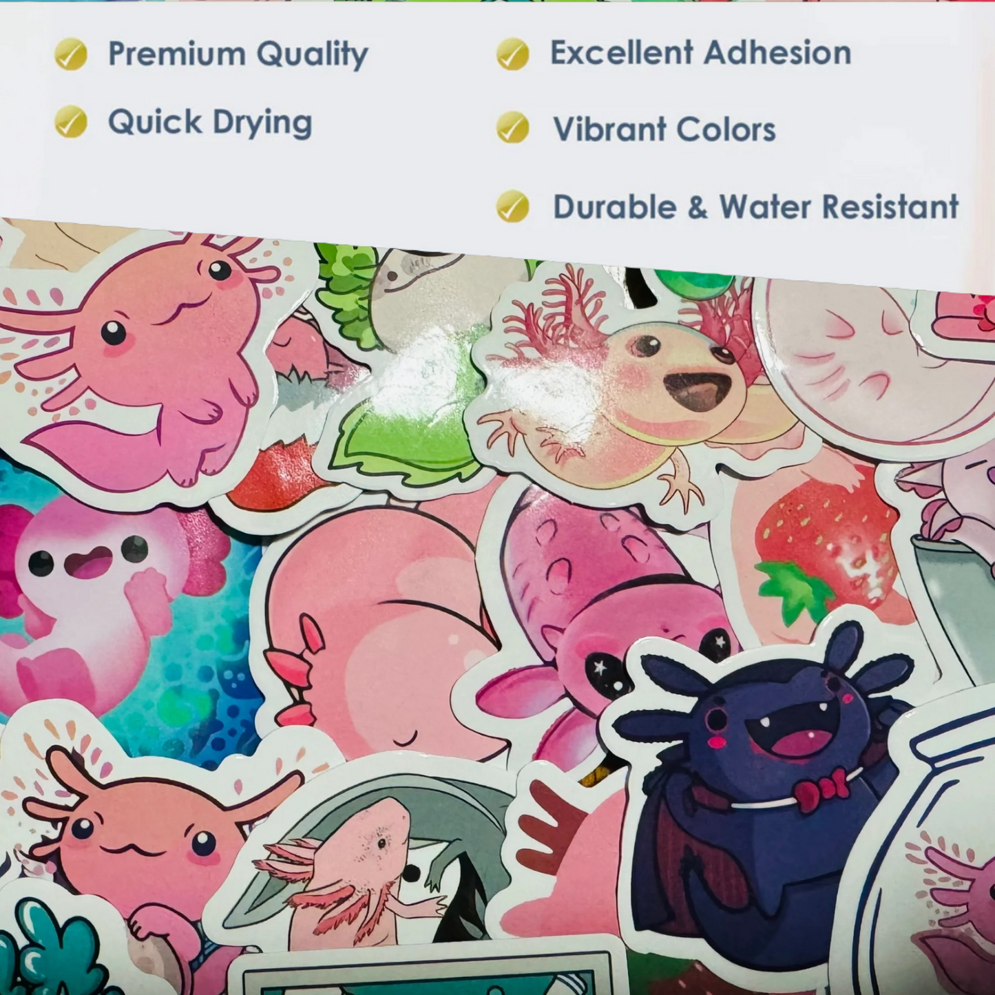 25 Axolotl Sticker Pack - Show Your Love for these unique aquatic creatures on Laptops, Water Bottles, Skateboards, Lockers and More