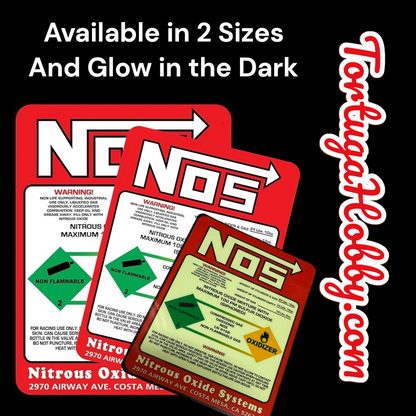 NOS Bottle Nitrous Oxide Racing Label Decals Stickers - Various Sizes