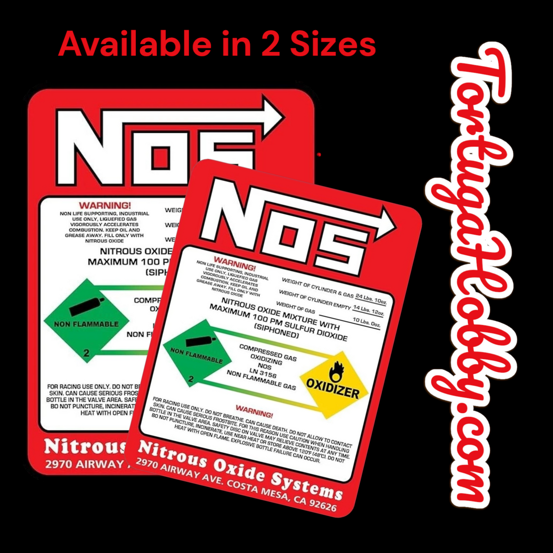 NOS Bottle Nitrous Oxide Racing Label Decals Stickers - Various Sizes ...