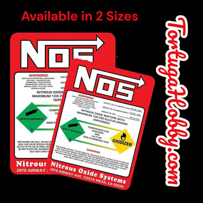 NOS Bottle Nitrous Oxide Racing Label Decals Stickers - Various Sizes