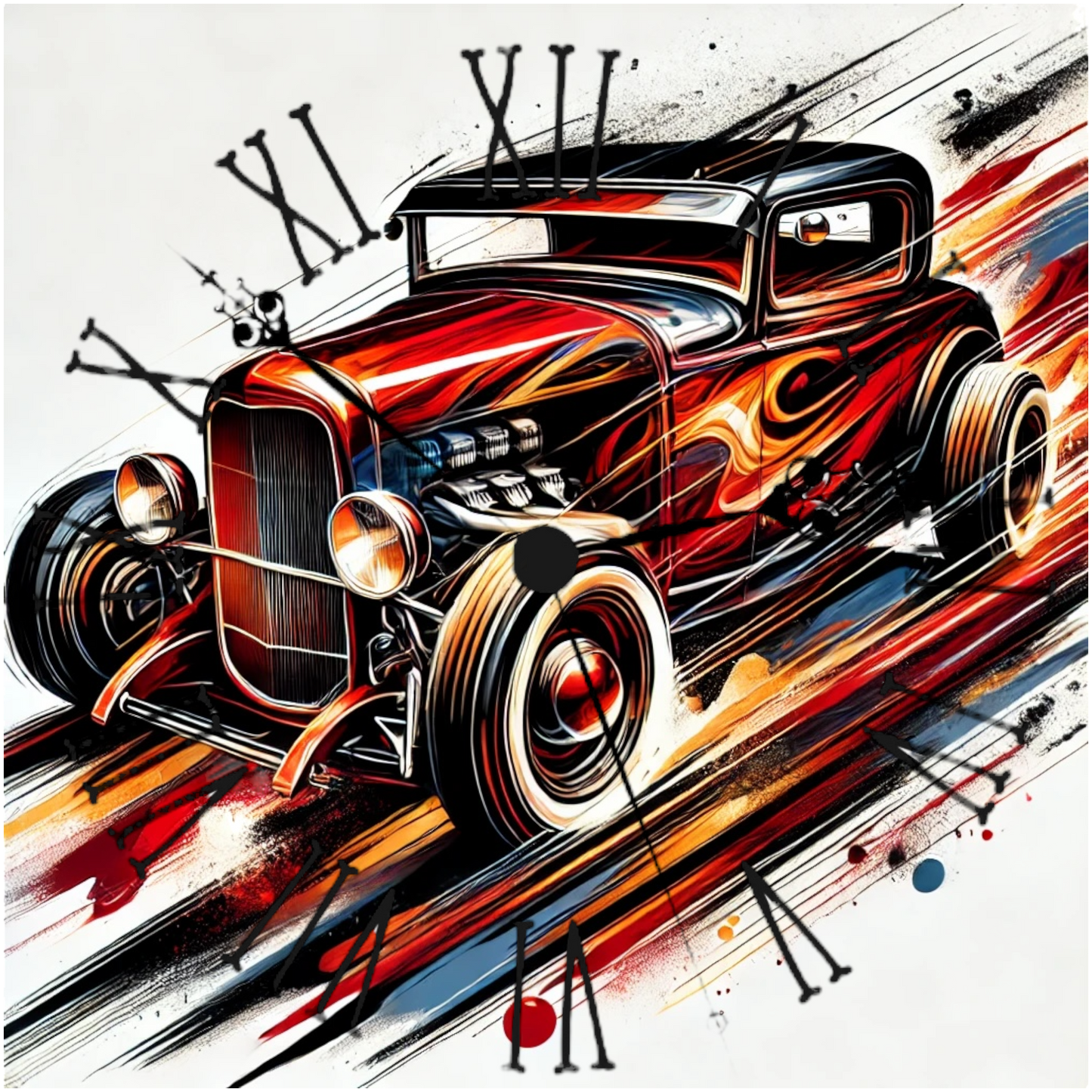 Hot Rods Glass Table/Wall Clocks