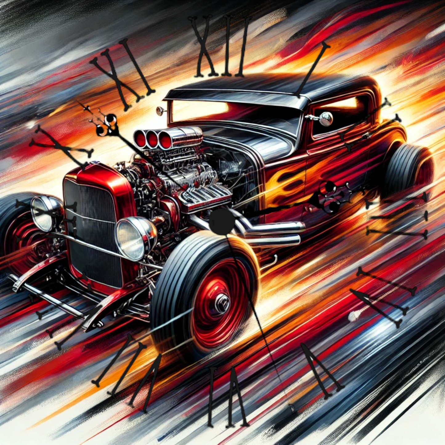 Hot Rods Glass Table/Wall Clocks