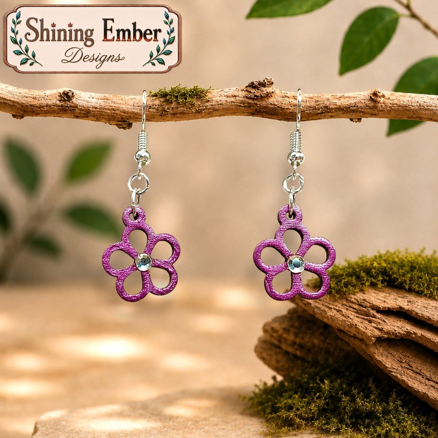 Daisy Hand-Painted Wood Earrings