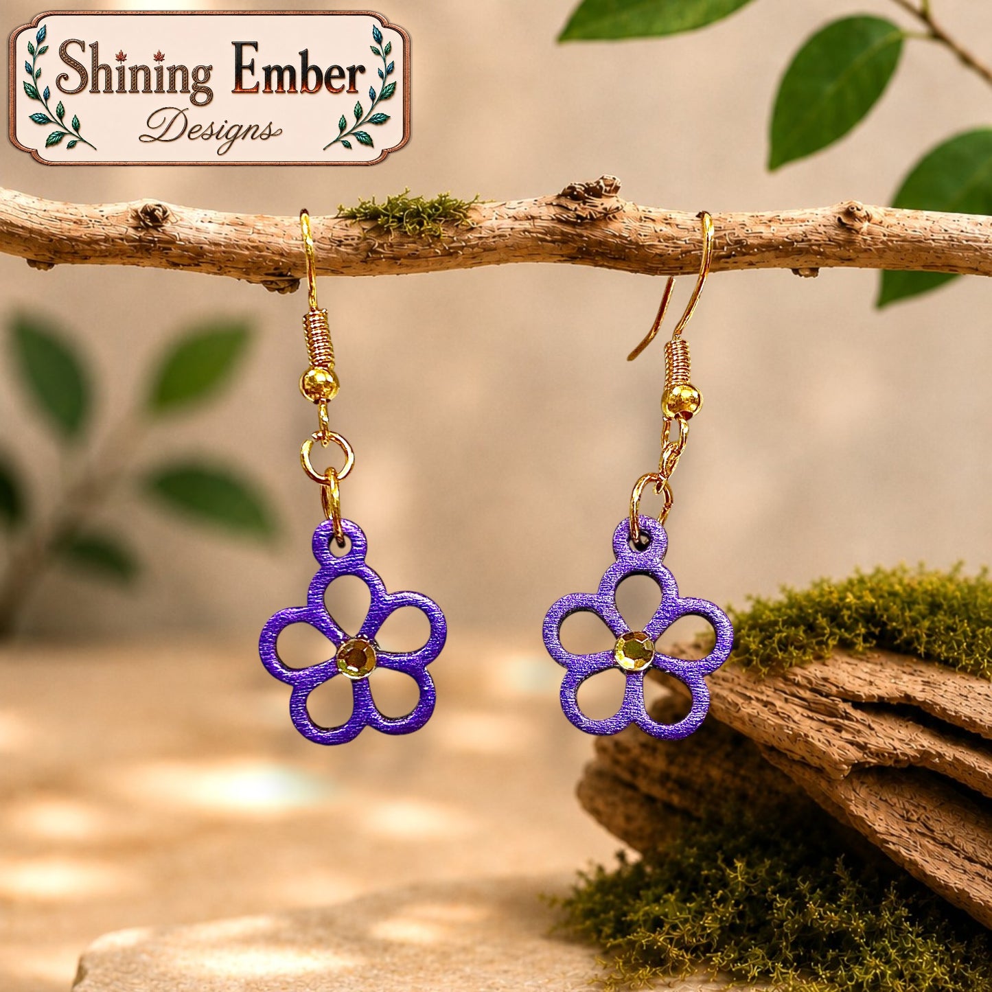 Daisy Hand-Painted Wood Earrings