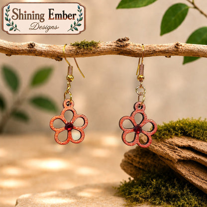 Daisy Hand-Painted Wood Earrings
