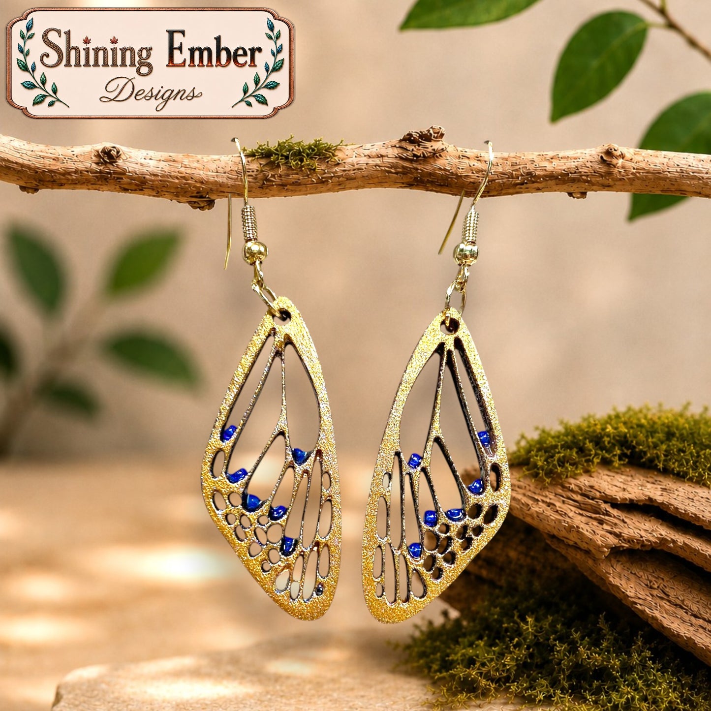 Butterfly Hand-Painted Wood Earrings