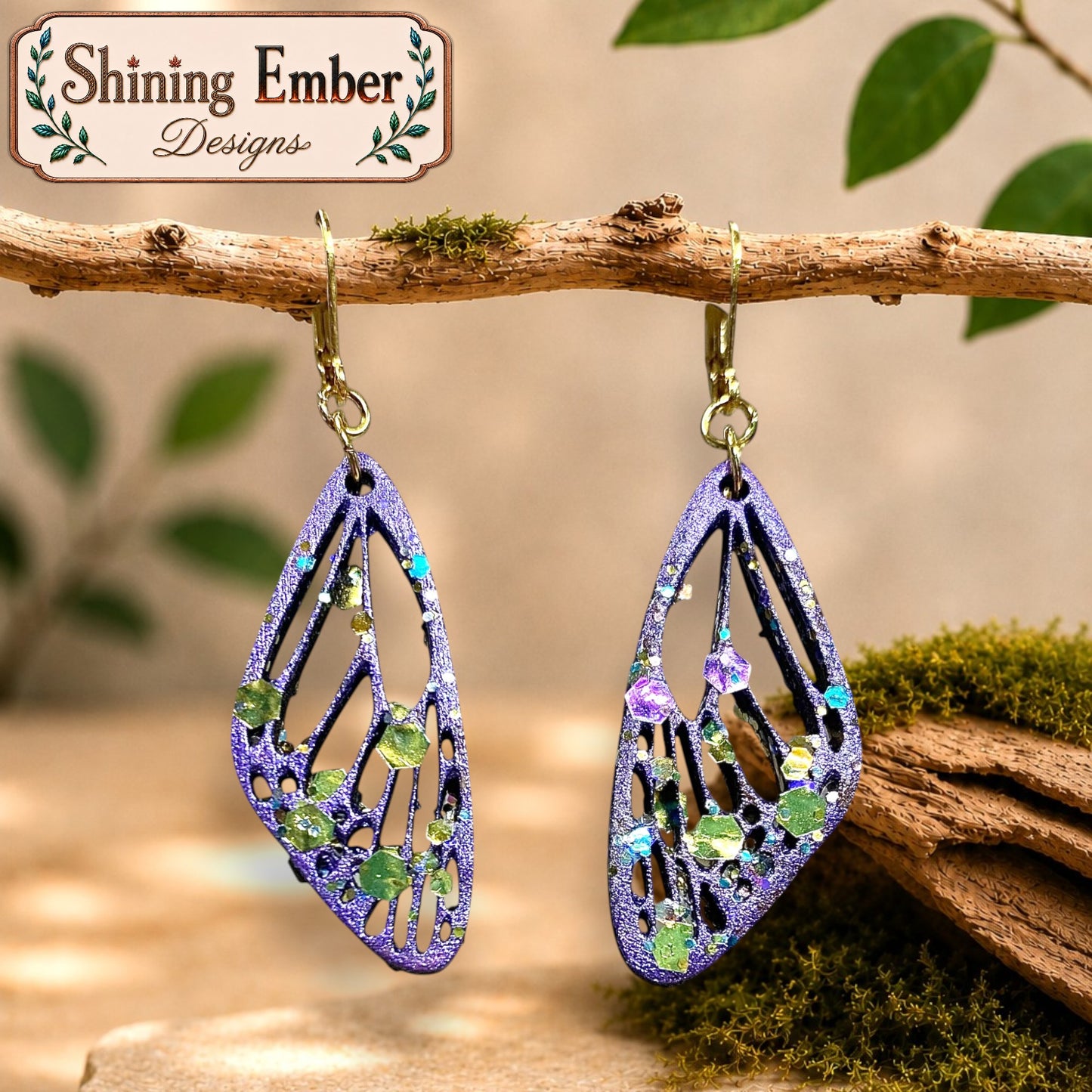 Butterfly Hand-Painted Wood Earrings