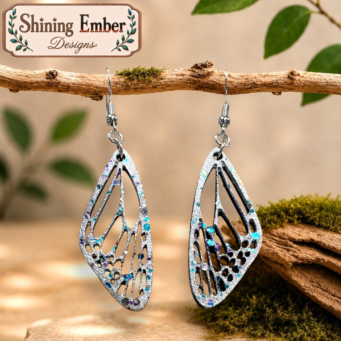 Butterfly Hand-Painted Wood Earrings