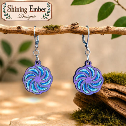 Swirl Hand-Painted Wood Earrings