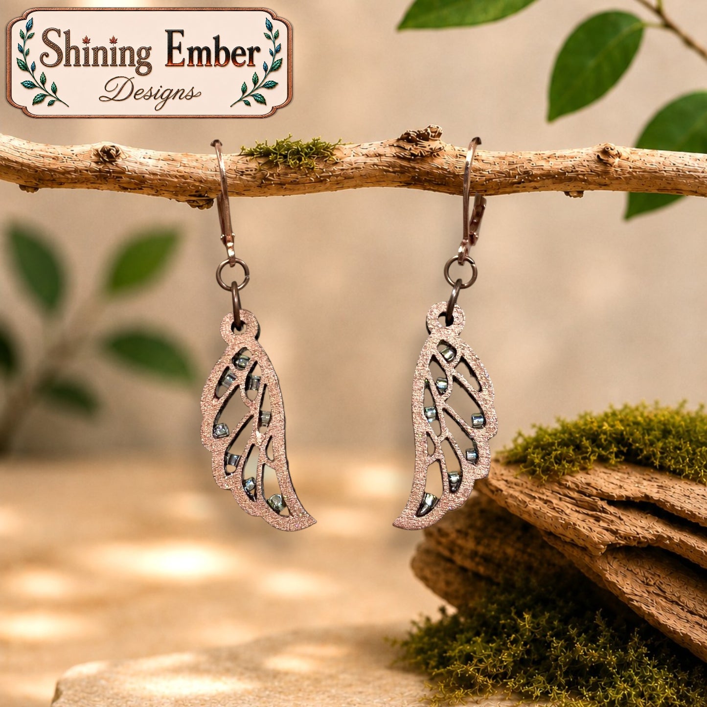 Wing Hand-Painted Wood Earrings