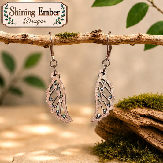 Wing Hand-Painted Wood Earrings
