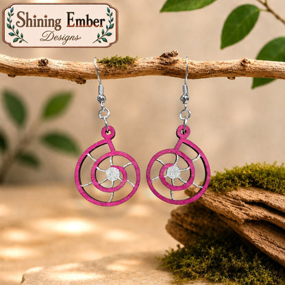 Nautilus-Inspired Hand-Painted Wood Earrings