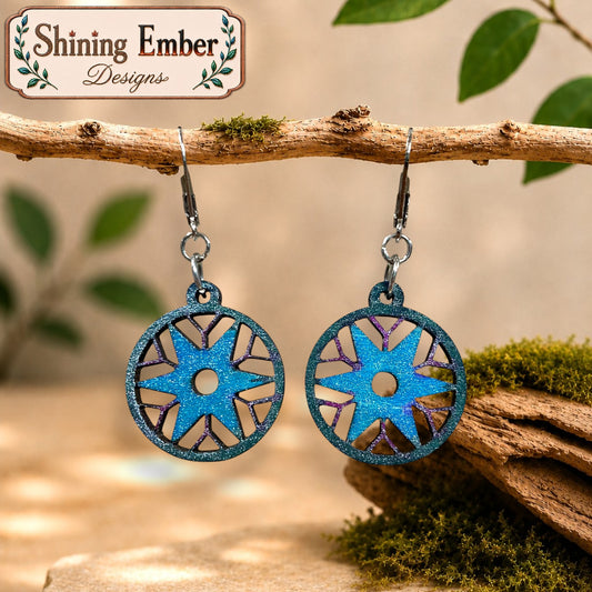 Mandala Hand-Painted Wood Earrings