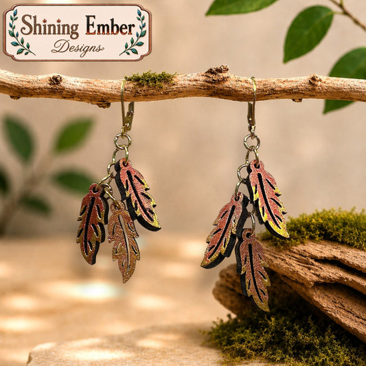 Leaf Hand-Painted Wood Earrings
