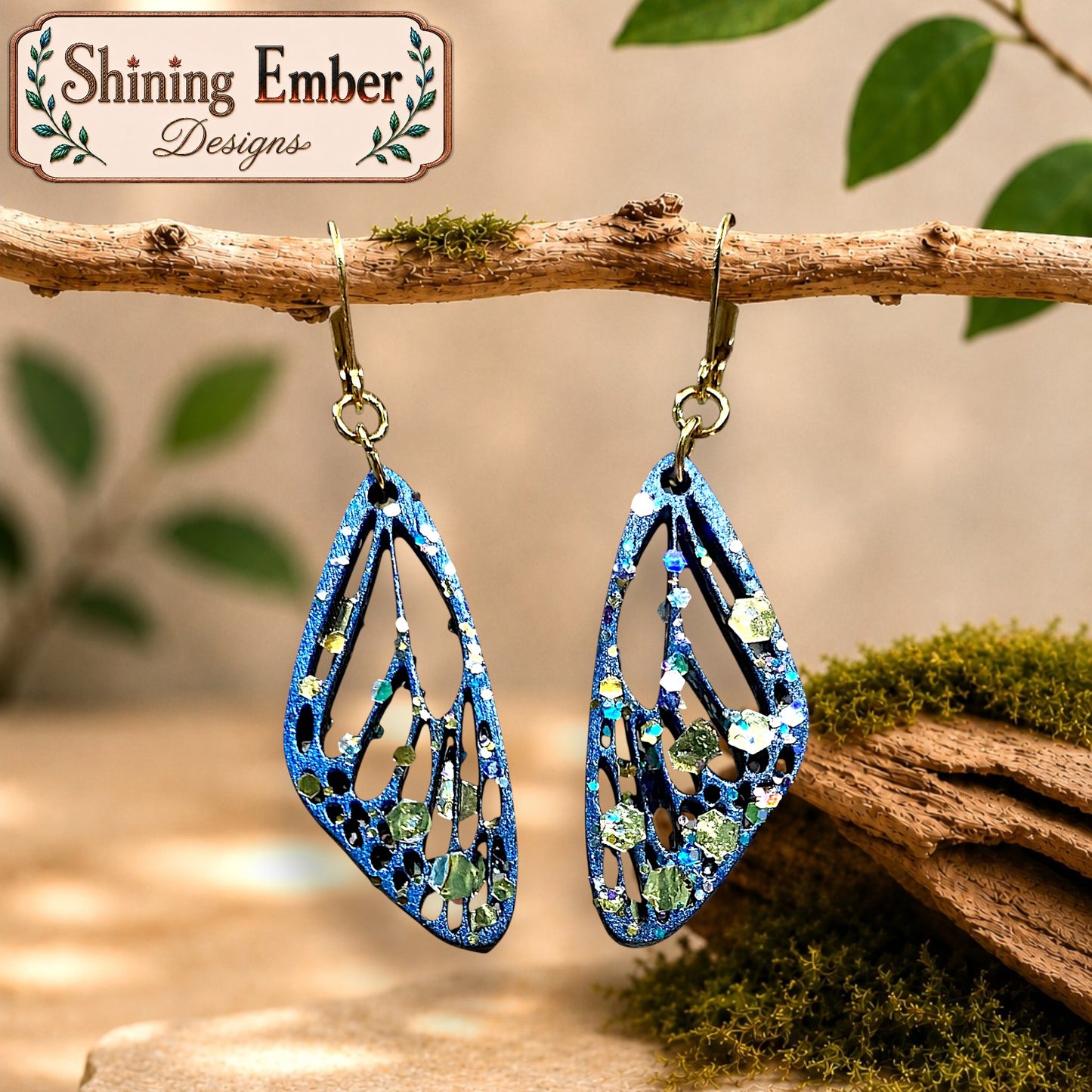 Butterfly Hand-Painted Wood Earrings