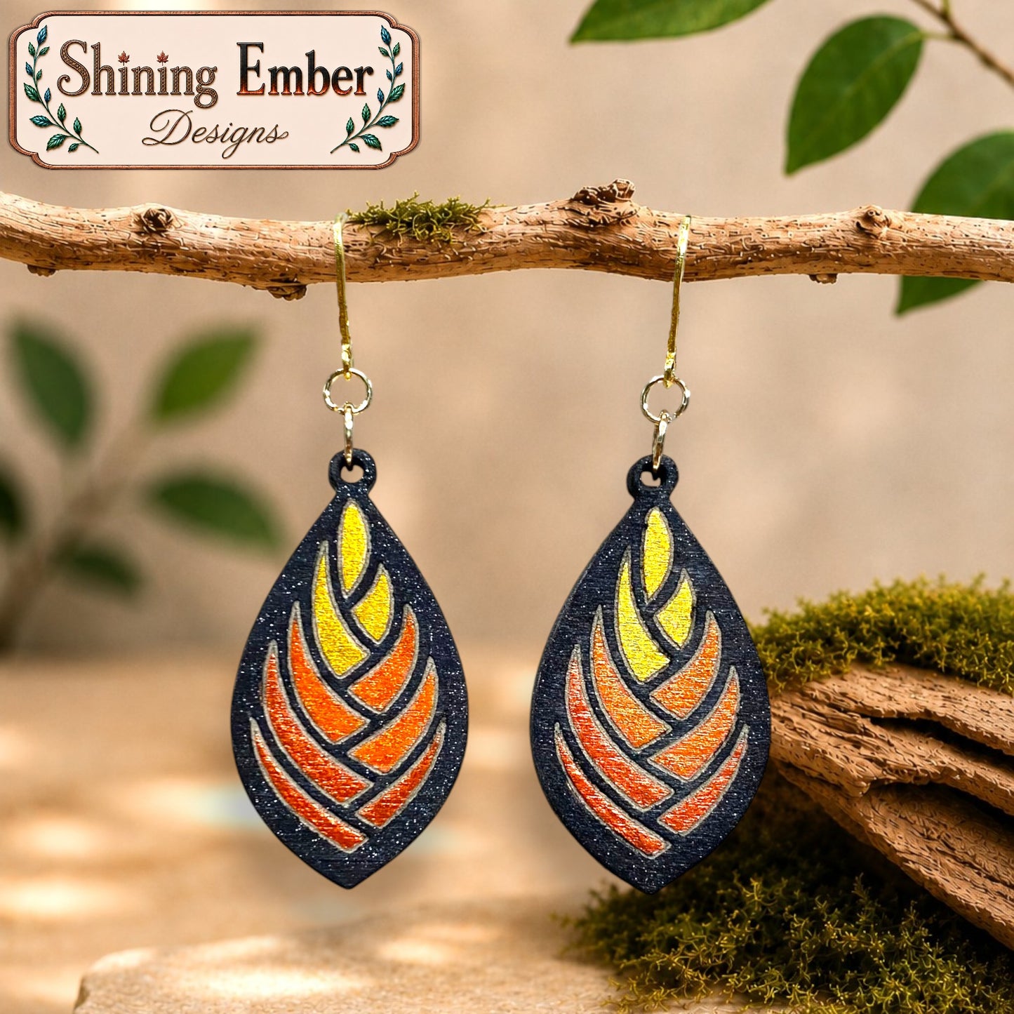 Tiered Hand-Painted Wood Earrings