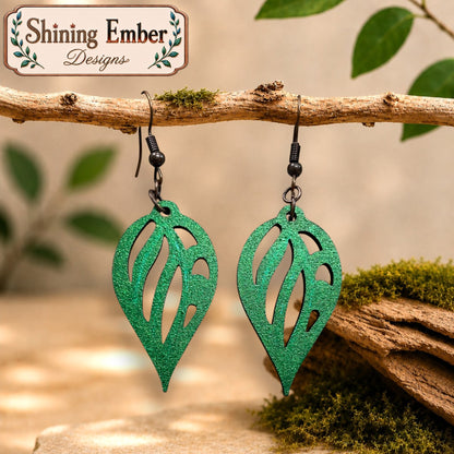 Leaf Hand-Painted Wood Earrings