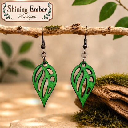 Leaf Hand-Painted Wood Earrings