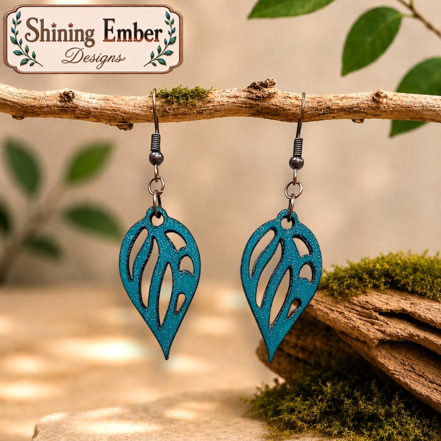 Leaf Hand-Painted Wood Earrings