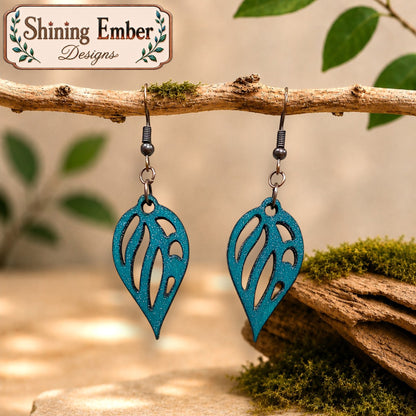 Leaf Hand-Painted Wood Earrings