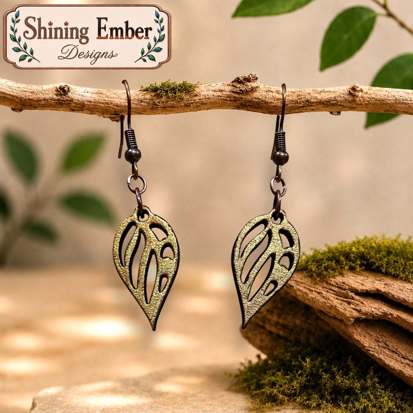 Leaf Hand-Painted Wood Earrings