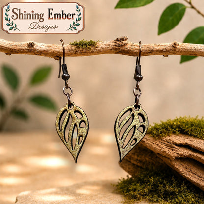 Leaf Hand-Painted Wood Earrings