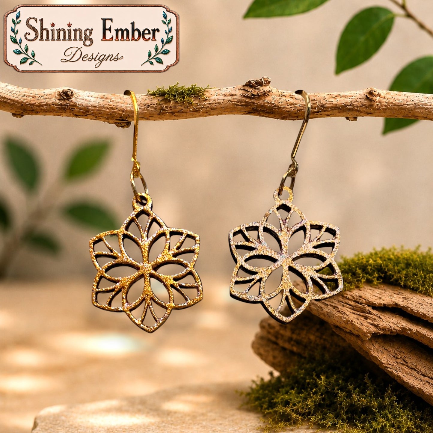 Geometric Hand-Painted Wood Earrings