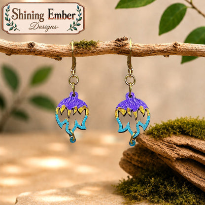 Flame Hand-Painted Wood Earrings
