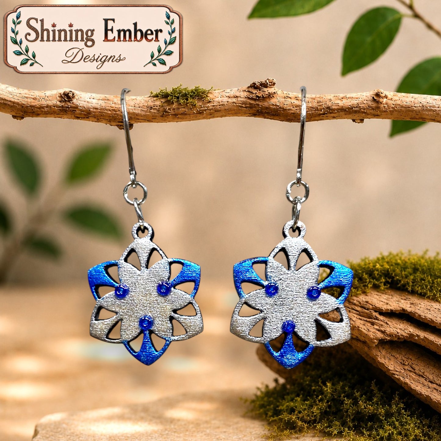 Geometric Hand-Painted Wood Earrings