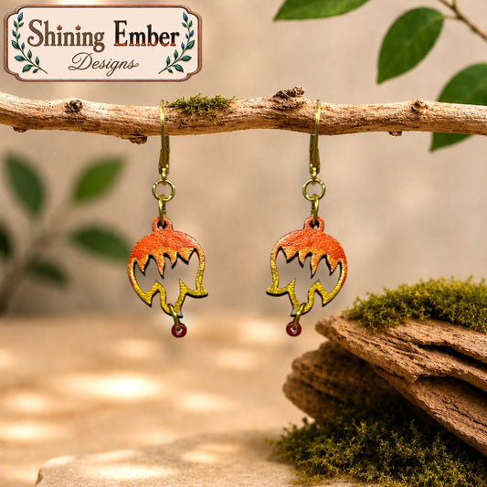Flame Hand-Painted Wood Earrings