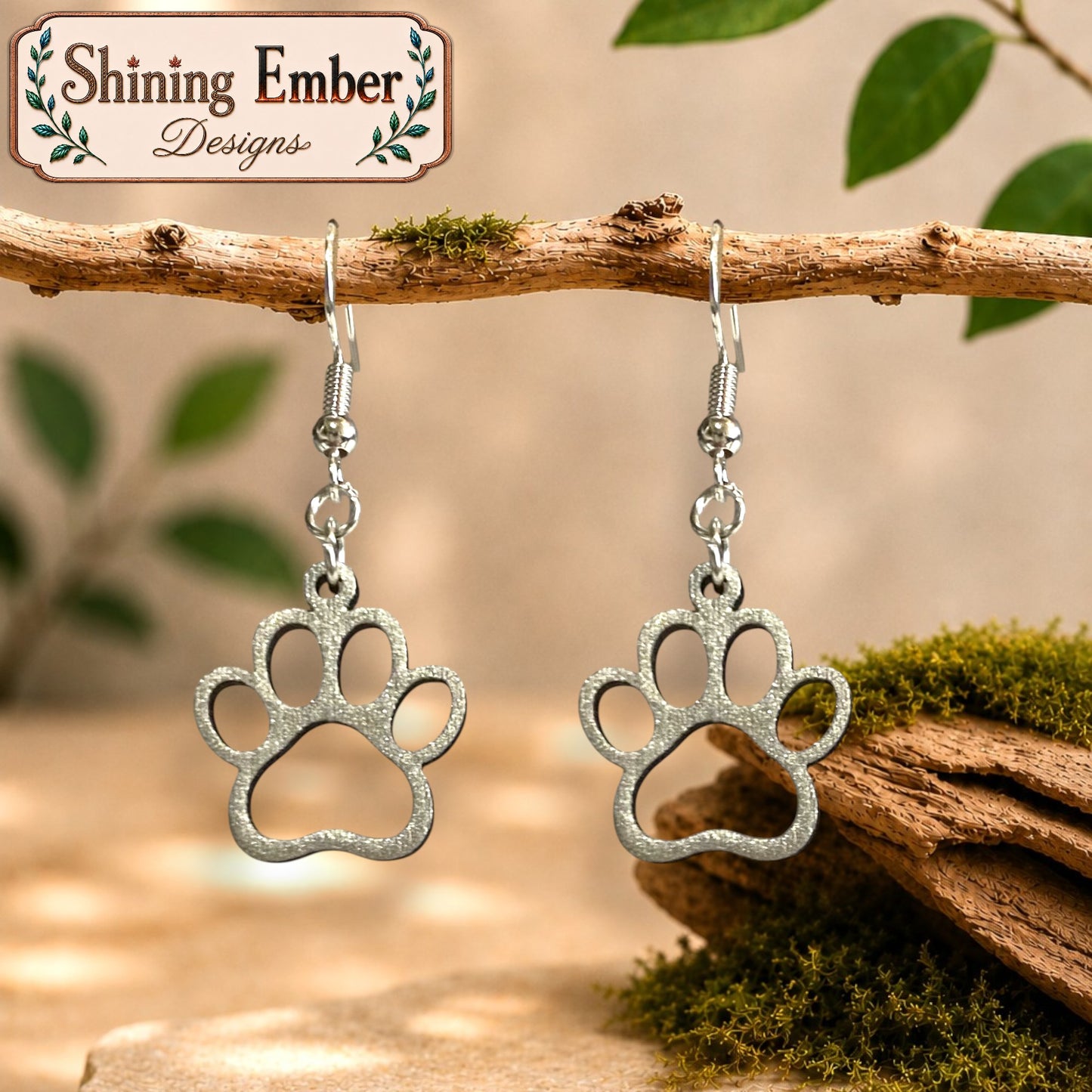 Paw Print Hand-Painted Wood Earrings