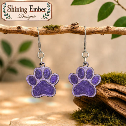 Paw Print Hand-Painted Wood Earrings