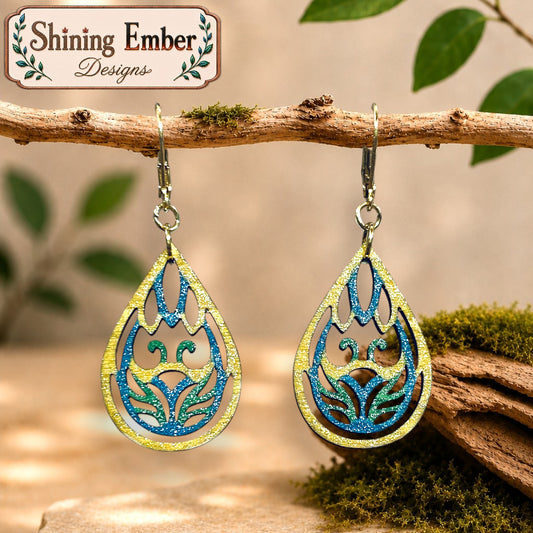 Lute Hand-Painted Wood Earrings