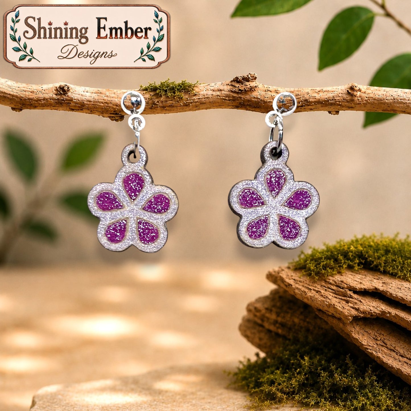 Plumeria Hand-Painted Wood Earrings