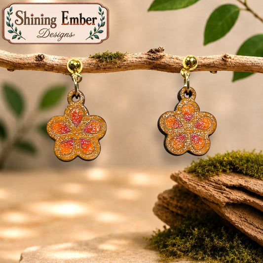 Plumeria Hand-Painted Wood Earrings