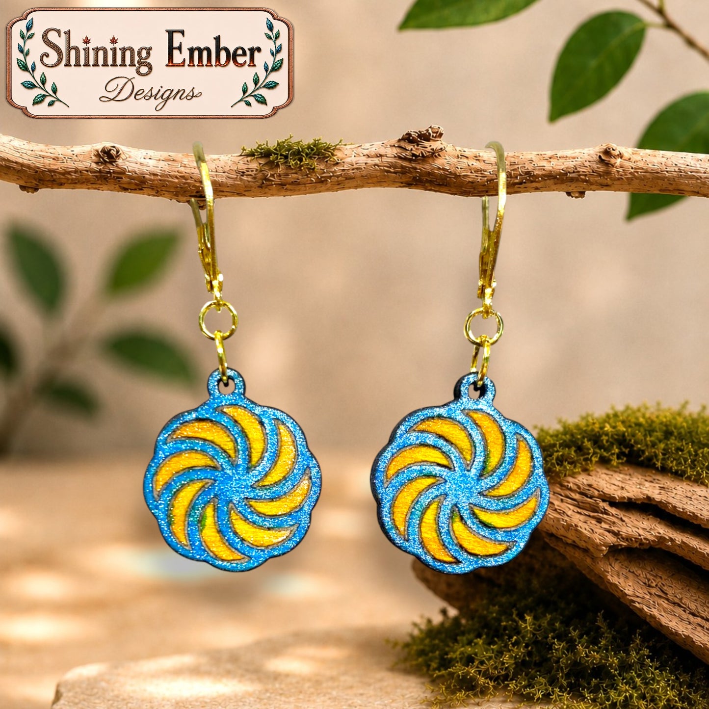 Swirl Hand-Painted Wood Earrings