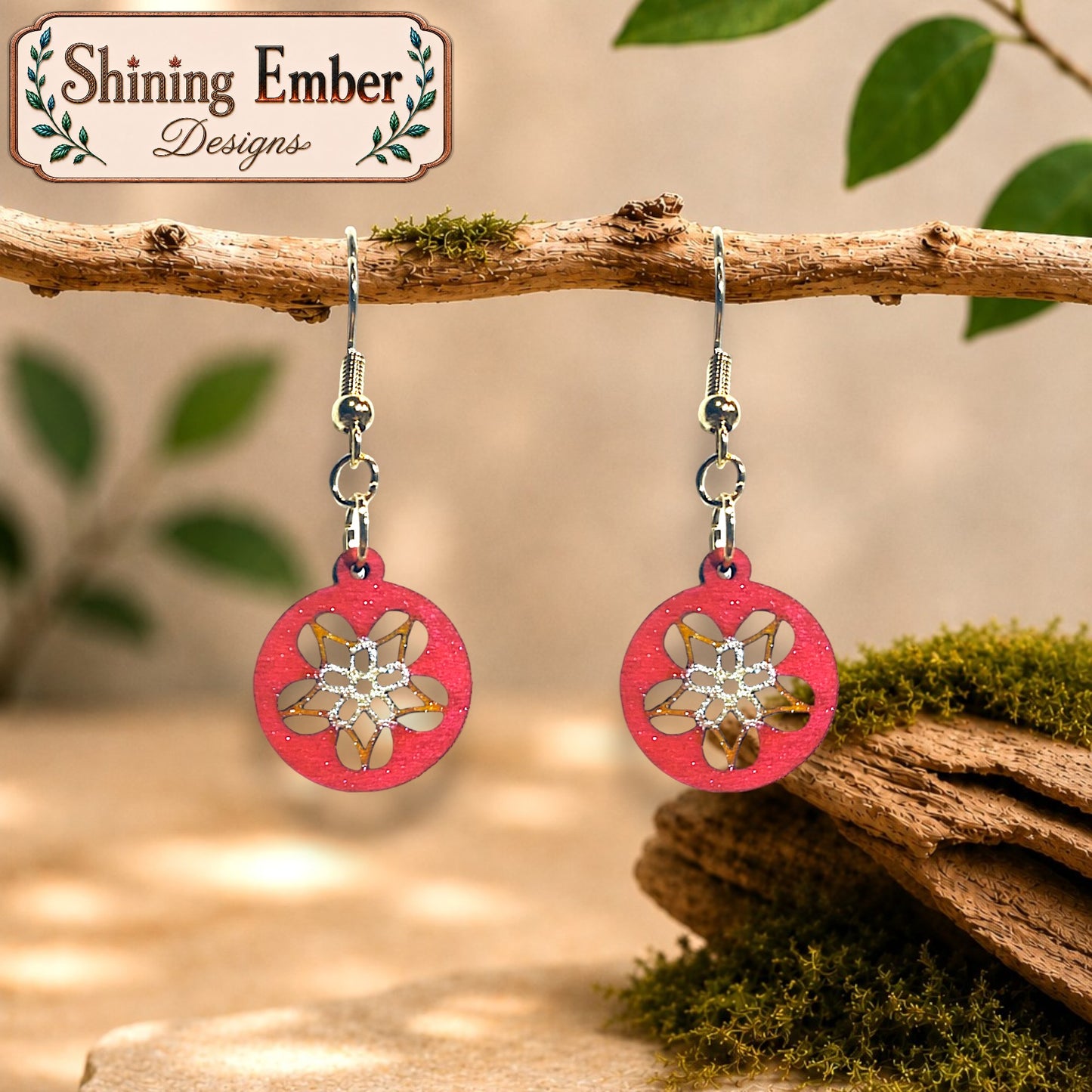 'Periwinkle' Hand-Painted Wood Earrings