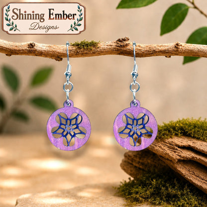 'Periwinkle' Hand-Painted Wood Earrings