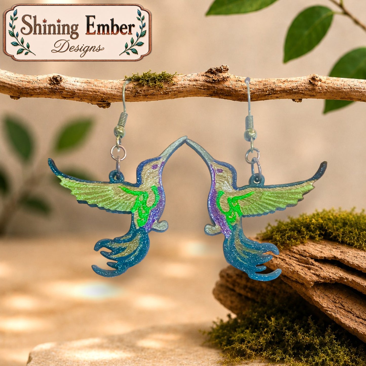Woodland and Wildlife Hand-Painted Wood Earrings