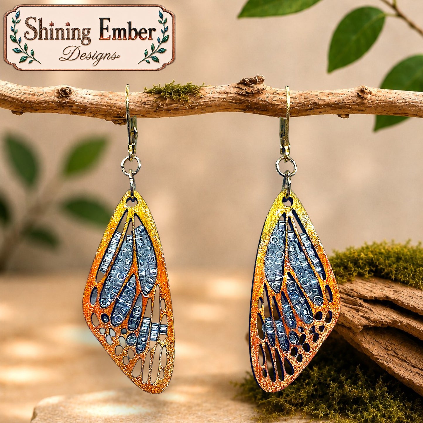Butterfly Hand-Painted Wood Earrings