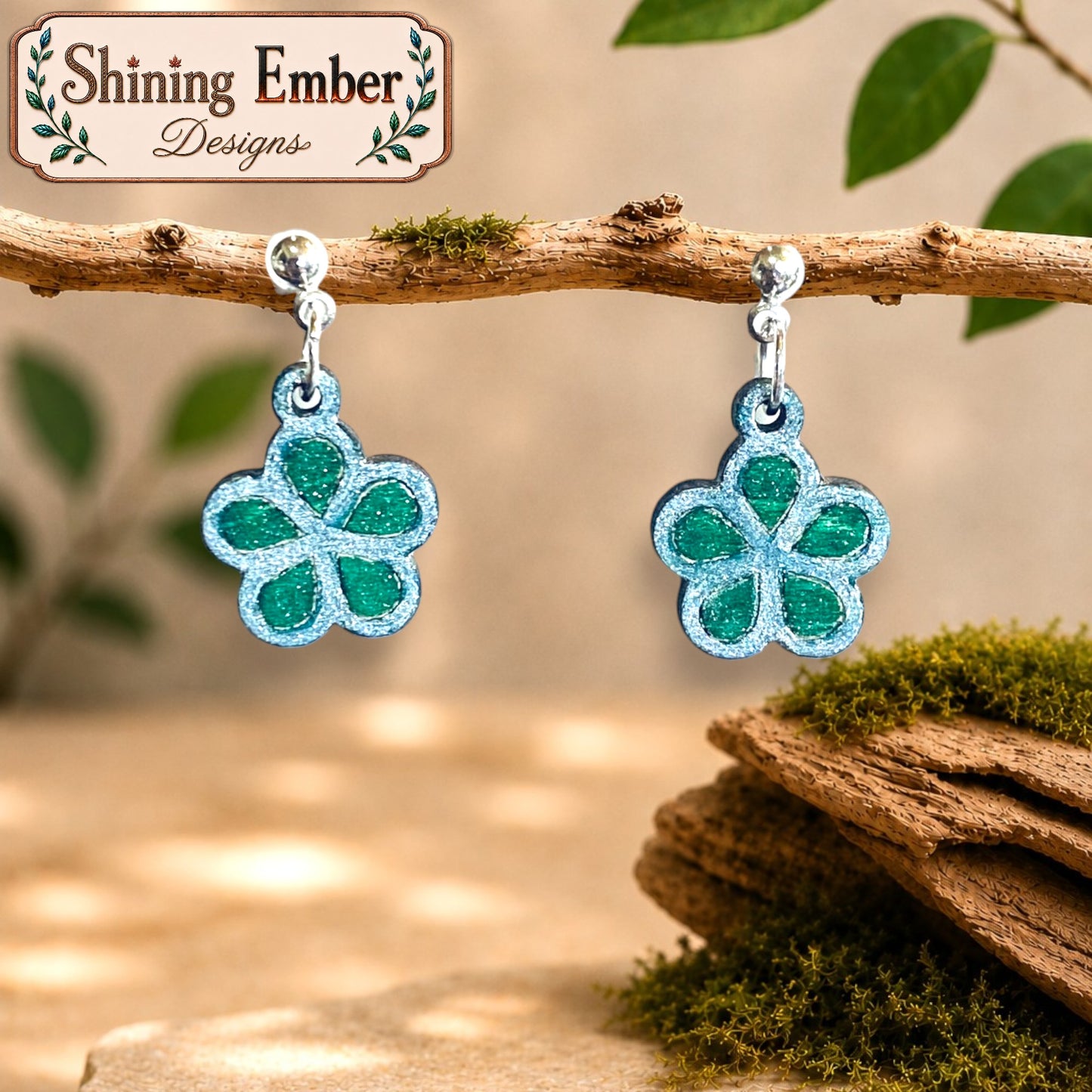Plumeria Hand-Painted Wood Earrings