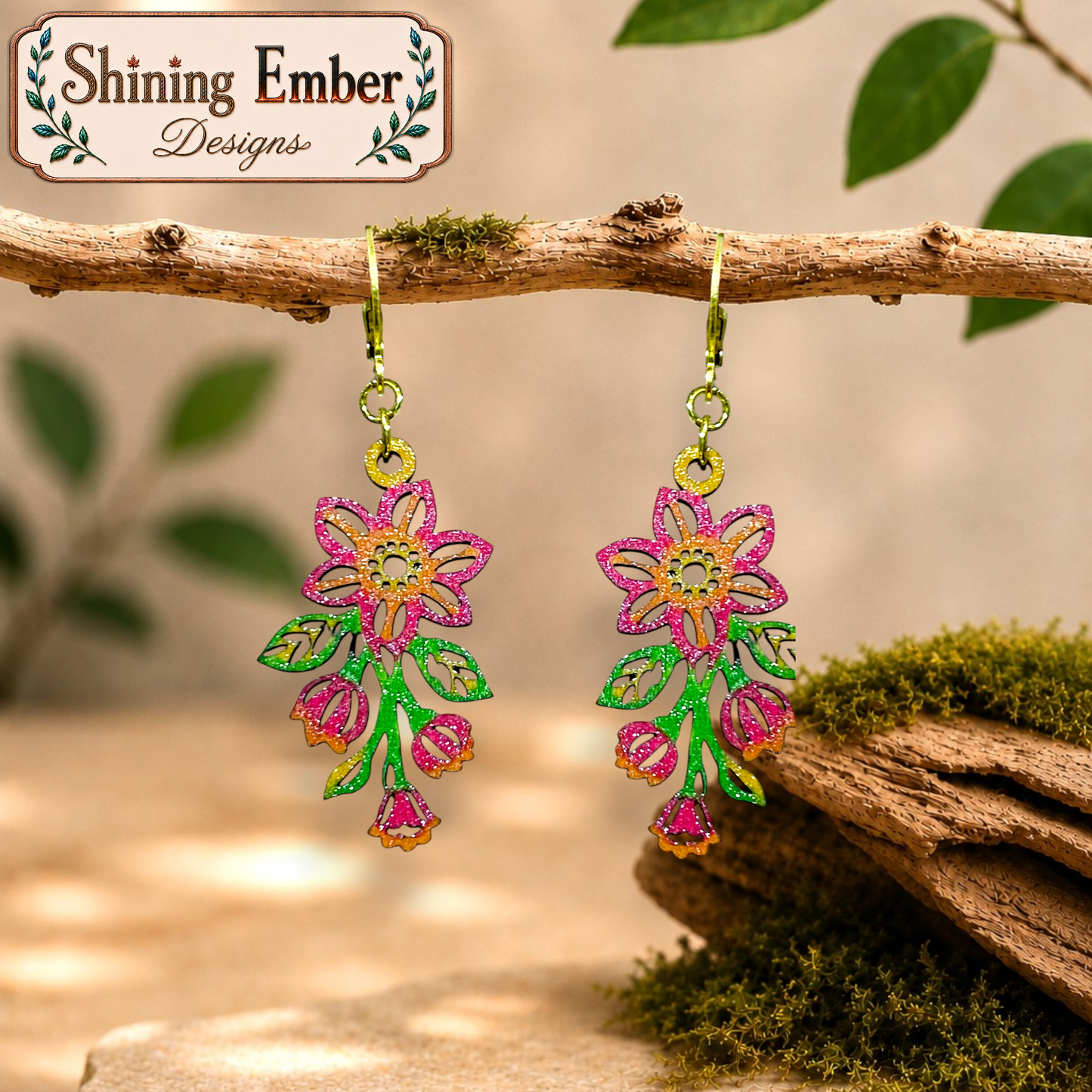 Distinct Blooms Hand-Painted Wood Earrings