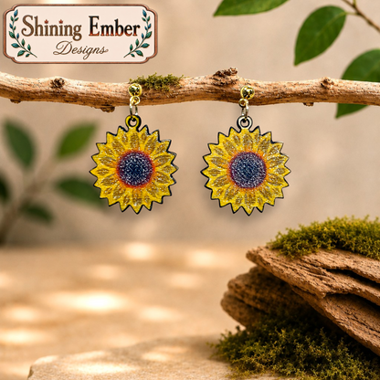 Floral Hand-Painted Wood Earrings