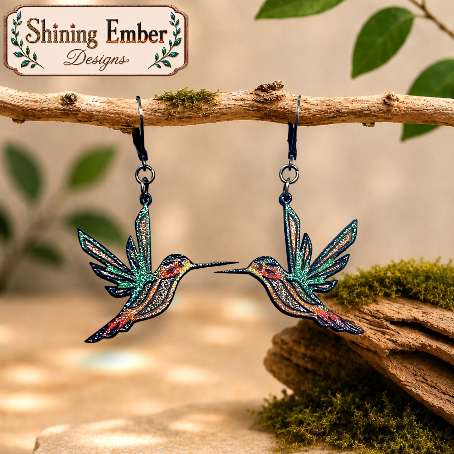 Woodland and Wildlife Hand-Painted Wood Earrings
