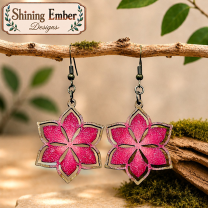 Geometric Hand-Painted Wood Earrings