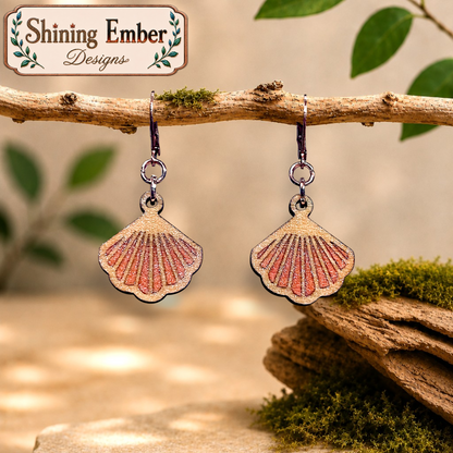 Shell Hand-Painted Wood Earrings