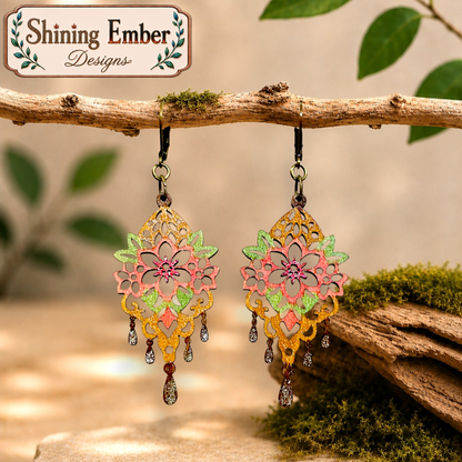 Distinct Blooms Hand-Painted Wood Earrings