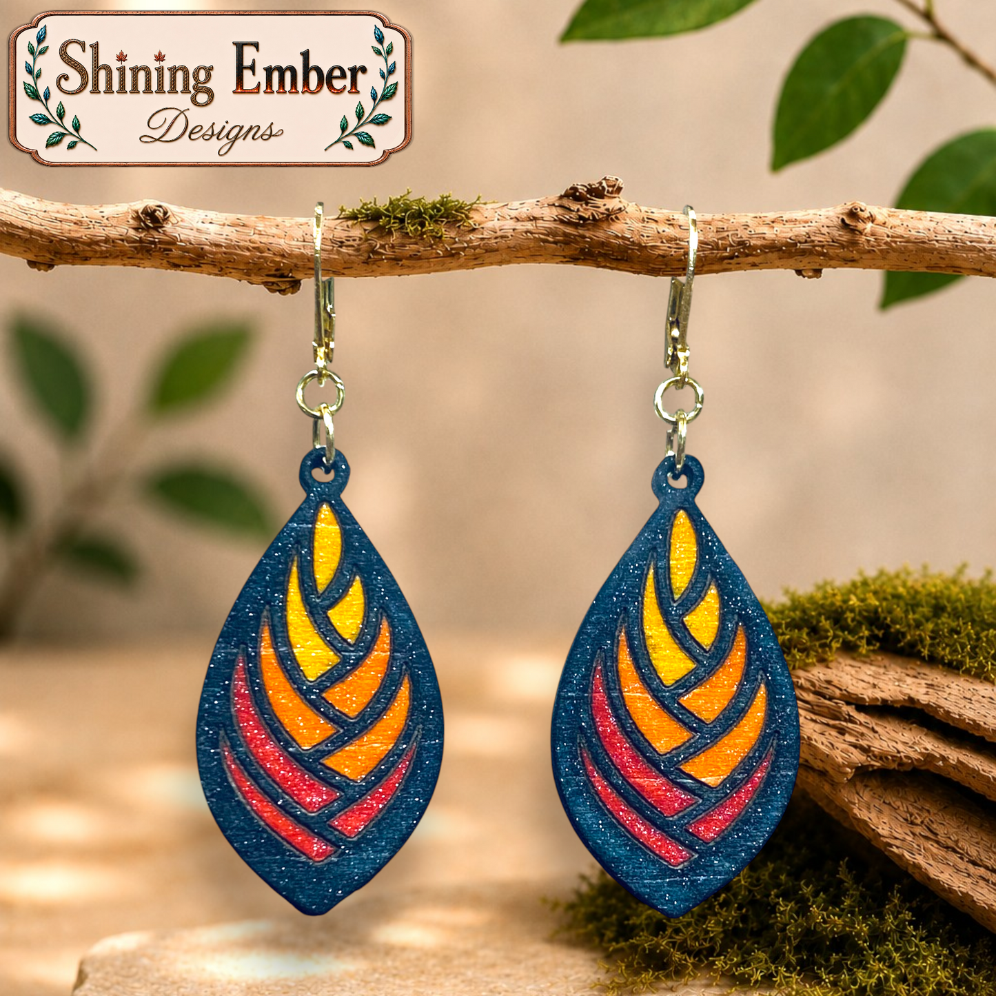 Tiered Hand-Painted Wood Earrings